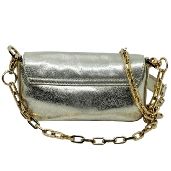 TORY BURCH~Mini Robinson~METALLIC GOLD LEATHER CROSSBODY CLUTCH MINI BAG - Picture 3 of 5